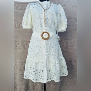 Aura Cream Lace Midi Dress